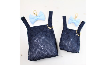 〈Chaleur シャルール〉Ribbon marcheレース【S】サイズ ファッション かばん トートバッグ 手提げ  S ブラック