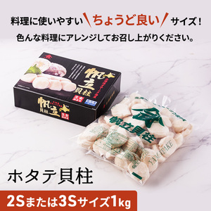 【枝幸ほたて】甘みたっぷり肉厚！大粒冷凍ほたて貝柱1kg 山武水産