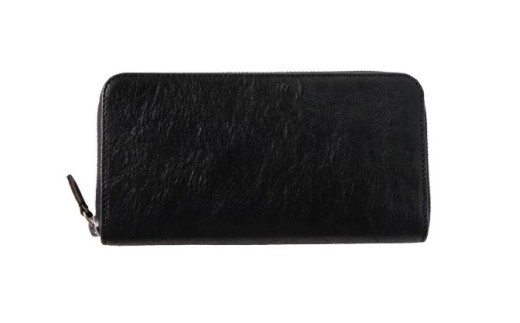 「千菱」 ラウンド  長財布 栃木レザーWコガシ /黒 L001