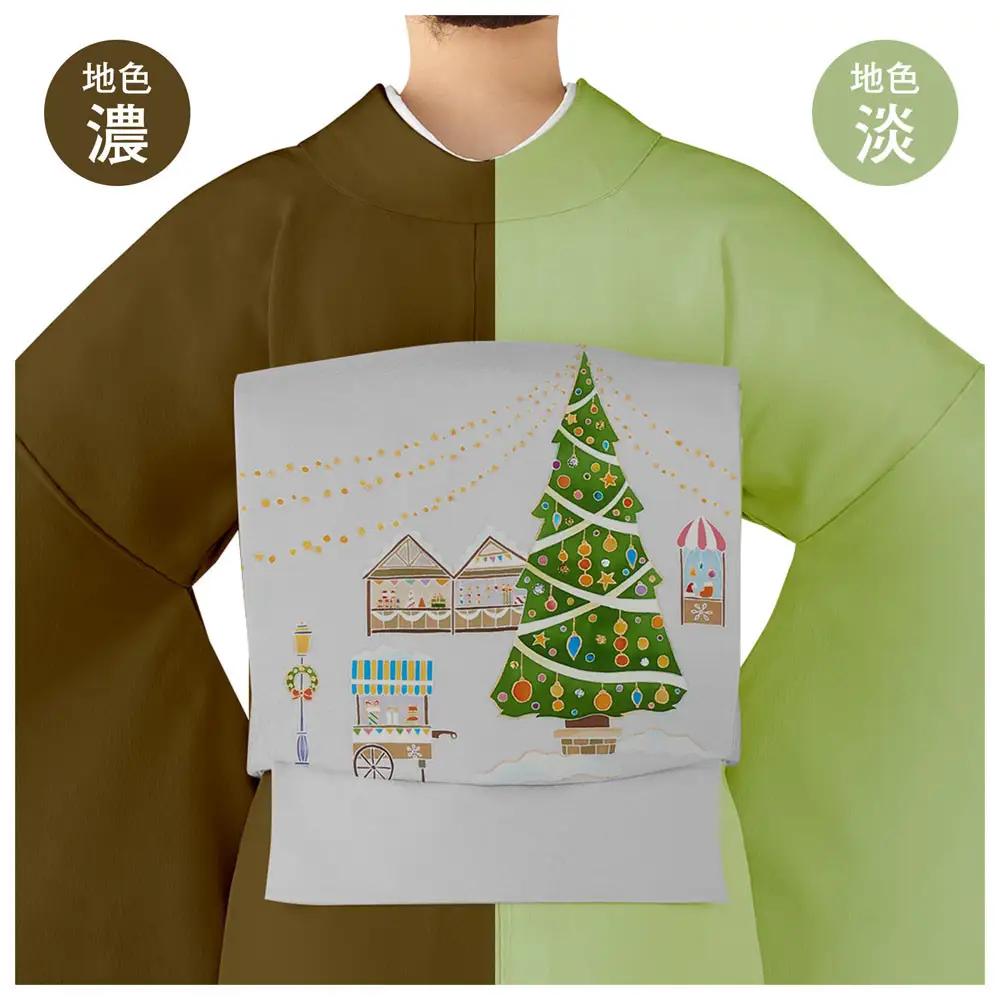 【和装振興応援プロジェクト】歳時記12月1「クリスマス・クリスマスマーケット」京手描友禅 染帯｜染帯 着物 織物 人気 おすすめ [ 手描友禅 帯 染匠 職人 歳時記 人気 おすすめ ギフト プレゼン