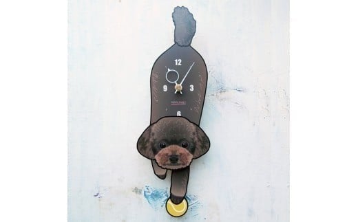 D-163W1 チョコプードル-犬の振り子時計毛糸玉01.ORANGE C-CD-163A