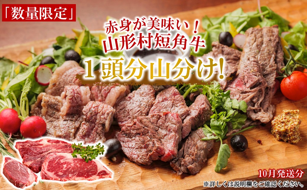 【山形村短角牛消費拡大応援企画品】山形村短角牛まるまる1頭山分けセット（10月お届け分）