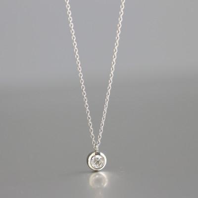ふるさと納税 大津市 プラチナ900【0.2ct ラボダイヤモンドネックレス】ふくりん留め 未来の輝き 一粒ペンダント |  | 03