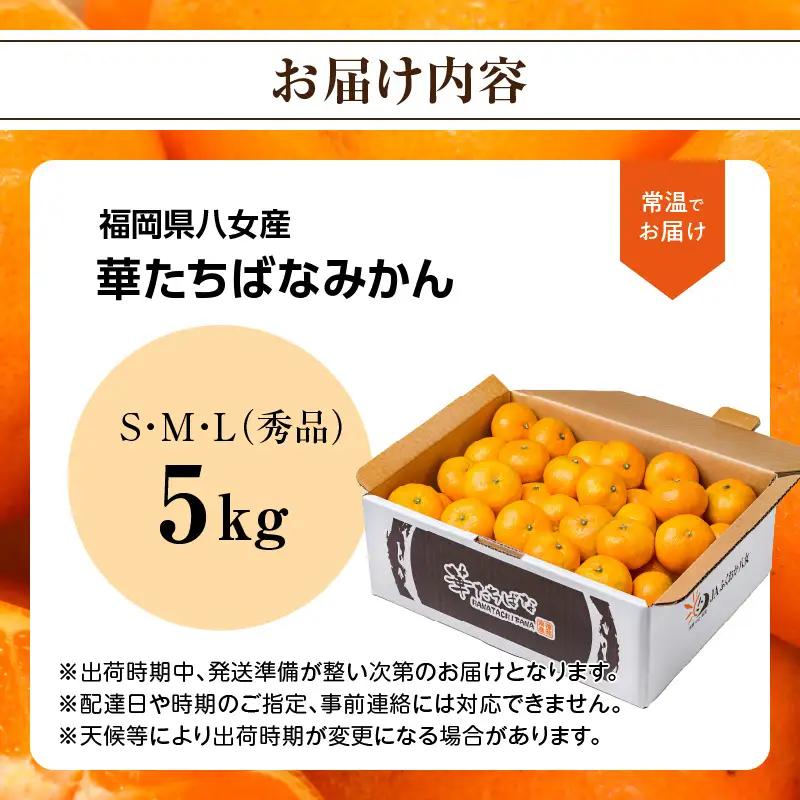 【2026年12月発送開始】華たちばなみかん 約5kg｜ＪＡふくおか八女 蜜柑 ミカン 秀品 福岡 果物 フルーツ 先行予約 家庭用 自宅用 002-005
