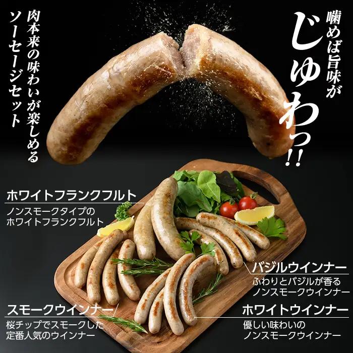 ソーセージ 鹿児島黒豚「短鼻豚」無添加ソーセージ4種詰め合わせ(4種各1パック)【鹿児島ますや】a010