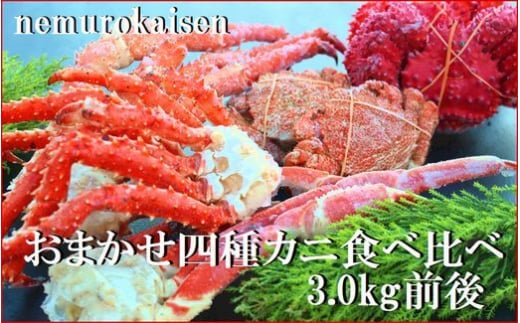 E-57004【年内配送可】おまかせ4種のカニ食べ比べ(計3kg前後)