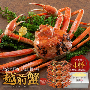【期間限定】 越前ガニ 茹で 1kg以上 4杯 茹でガニ 越前ガニ