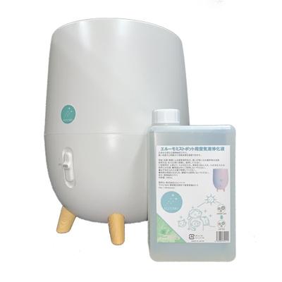 ふるさと納税 沼津市 【ウイルス対策】【消臭・除菌・抗菌】気化式加湿器「エルーモポット&空気浄化液1L(ミント)」セット |  | 01