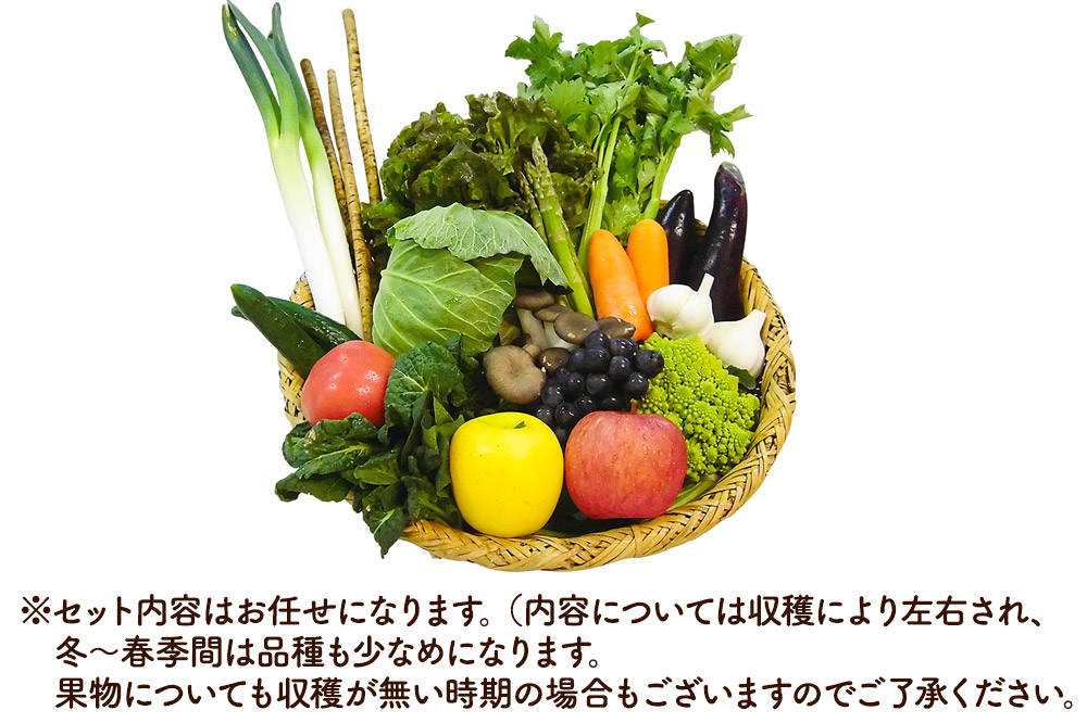 野市里からの贈り物（旬の野菜、加工品約10〜14種類程度）