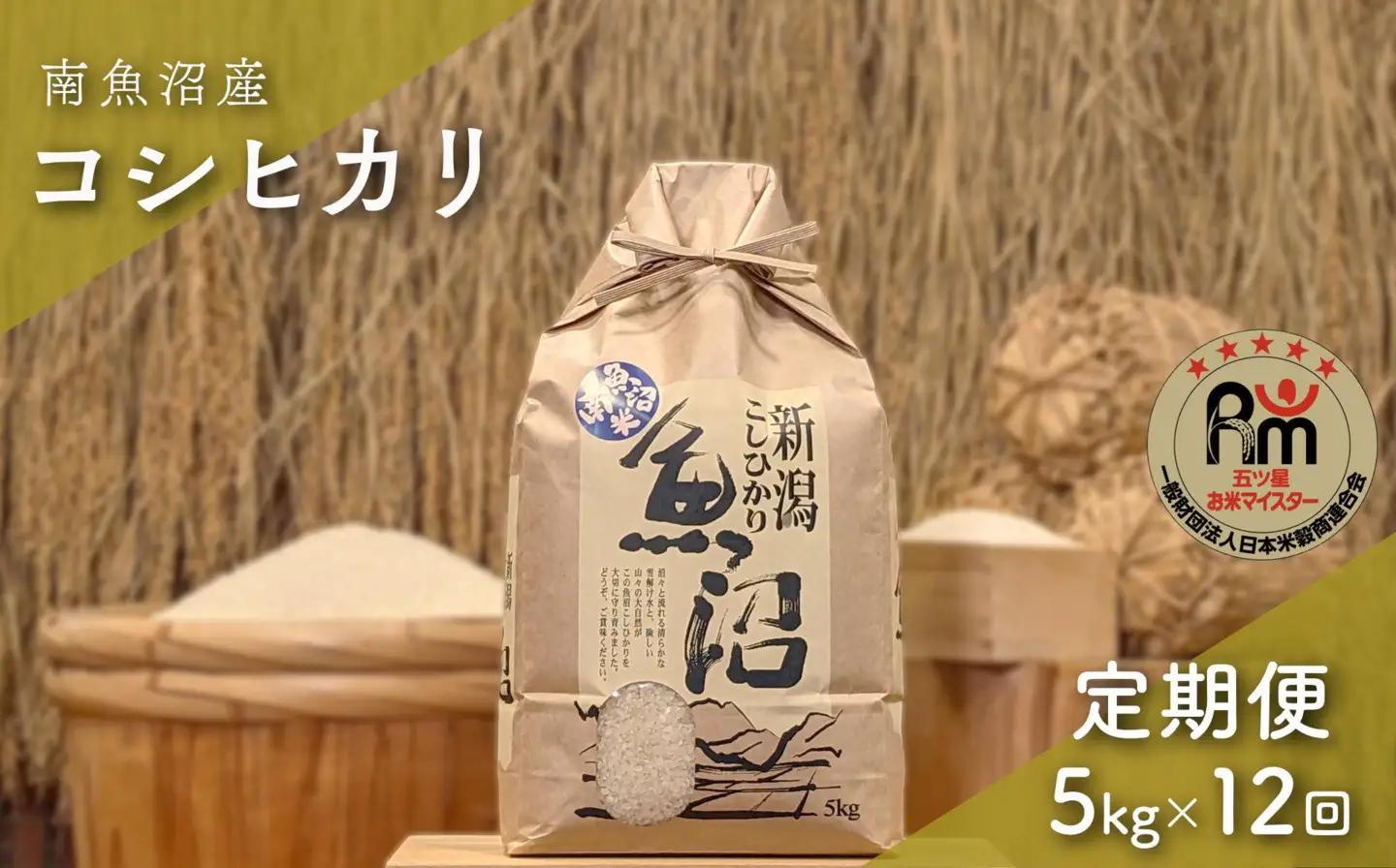 令和７年産「五つ星お米マイスター」の南魚沼産コシヒカリ　精米5kg×12回（毎月定期便）【定期便 銘柄米 ブランド米 精米 こしひかり コシヒカリ 魚沼産 新潟米 産地直送 お米 米 こめ コメ ご飯 御飯 ごはん】