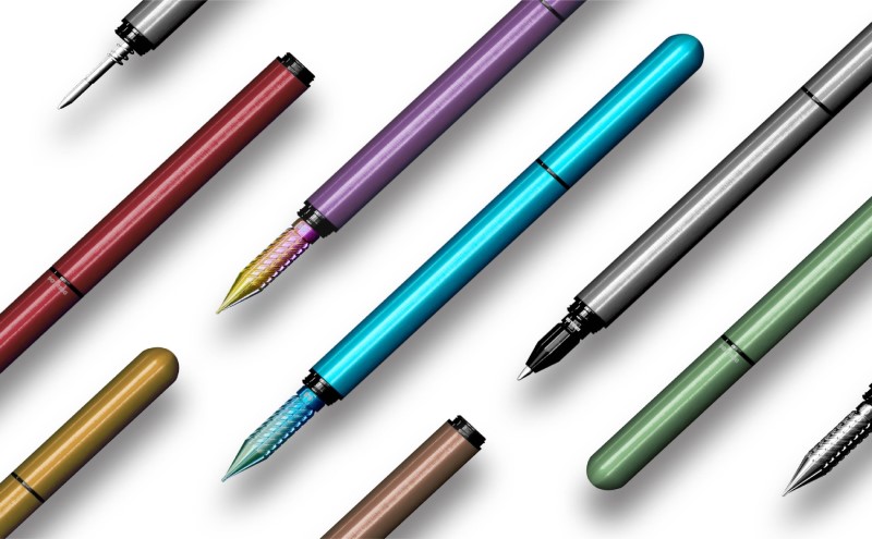 筆記具 金属つけペン DRILLOG ペン軸 クラシカル2マテリアルアルミ （ノクターンブルー） チタンペン先 メタルカラー 0.8mm 付き 