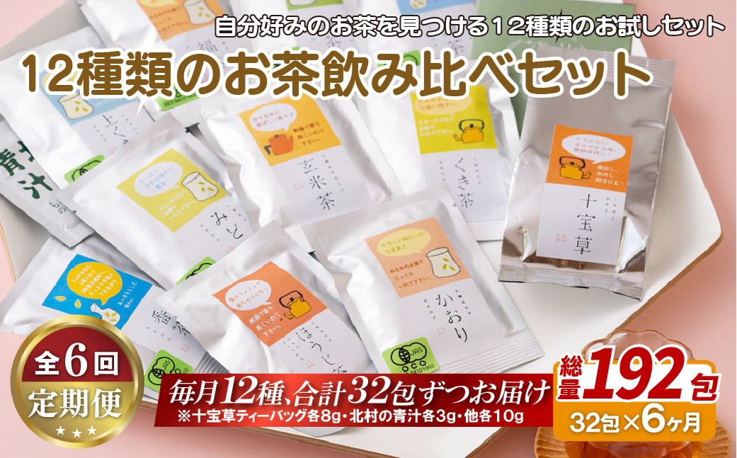 
C259p 《定期便》 12種類のお茶飲み比べセット【6回お届け】
