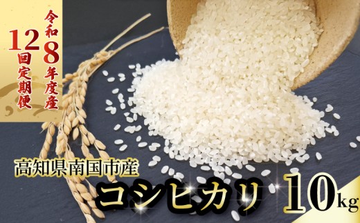【12回定期便】令和8年度 南国市産 コシヒカリ 白米 10㎏ | 数量限定 米 コメ お米 ご飯 おにぎり こめ 弁当 高知県 南国市