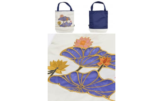 【シノワズリーモダン京都】Ki-yan キーヤンカットワーク刺繍 防水・撥水トートバッグ 蓮花・ホワイト［ 京都 日傘 ブランド 防水 撥水 トート 濡れた傘を入れてもOK カットワーク刺繍 おしゃれ 人気 おすすめ レディス 女性用 ギフト プレゼント お取り寄せ 通販 送料無料 ふるさと納税 ］