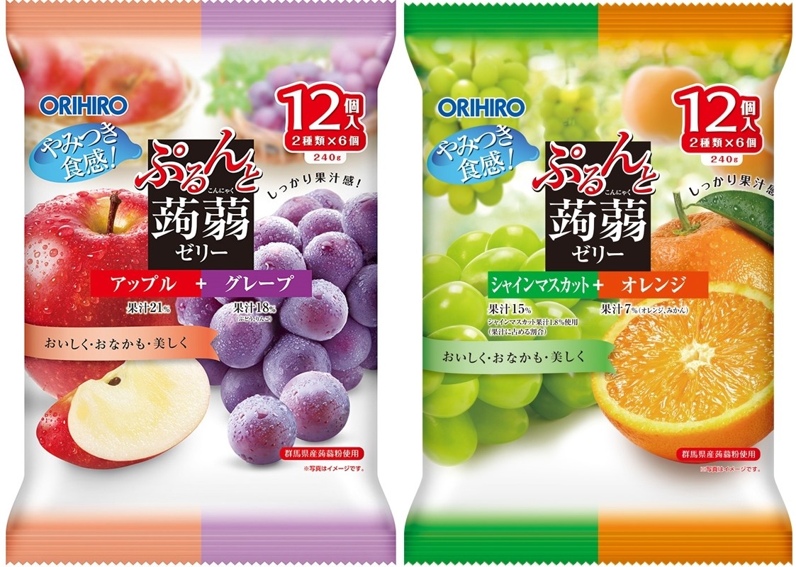 
                  【25179】≪オリヒロ≫ぷるんと蒟蒻ゼリーパウチ　アップル＋グレープ、シャインマスカット＋オレンジ　2種　計12袋
                