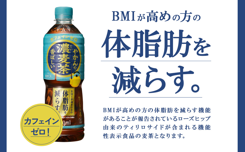 やかんの濃麦茶 from 爽健美茶 600ml PET×24本（2ケース）合計48本【コカコーラ】 日本茶 お茶 麦茶 ペットボトル カフェインゼロ 常温 送料無料 こども 美容 むくみ BMI 体脂