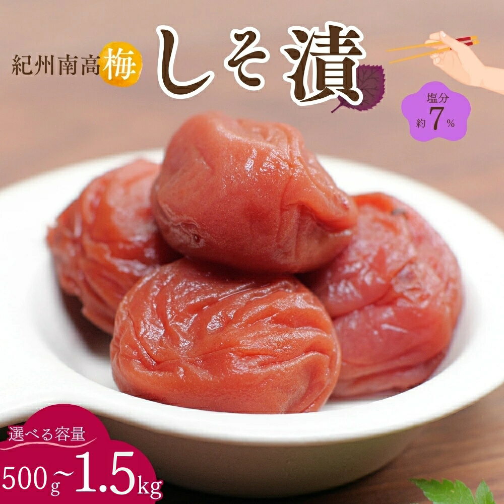 【ふるさと納税】紀州南高梅 しそ漬（塩分約7％）【選べる容量】【500g/1kg/1.5kg】 / 紀州南高梅 南高梅 梅干し 梅干 梅 うめ 肉厚 お米 おにぎり 焼酎 梅酒 健康 しそ梅 産地直送