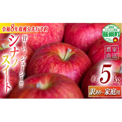 りんご 農家応援企画 シナノスイート 家庭用・訳あり5kg 【令和8年度収穫分】 ※沖縄県への配送不可 ※2026年10月上旬頃から11月上旬頃まで順次発送予定 長野県飯綱町 [0902]