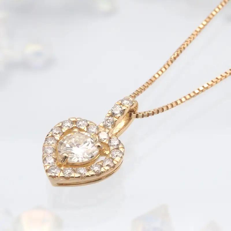 K18 0.65ct ハートダイヤモンド ペンダントネックレス　FHH-019959
