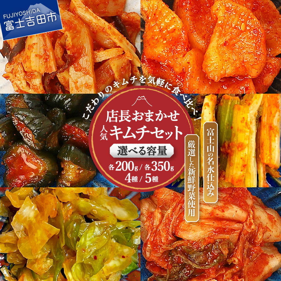 【ふるさと納税】 キムチ 詰め合わせ 選べる容量 200g 350g 4種類 5種類 食べ比べ 漬け物 白菜キムチ カクテキ オイキムチ セロリキムチ キャベツキムチ メンマキムチ 野沢菜キムチ 人気 新鮮 うまみ 旨み コク お米 ごはん ビール 肴 酒 おつまみ 惣菜 キムチ鍋