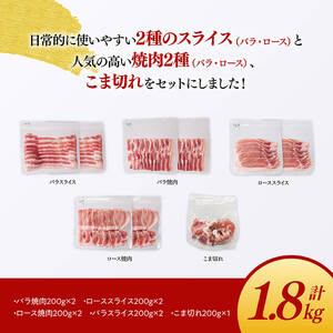 豚肉 「まるみ豚」 宮崎県産豚肉 厳選5種 計1.8kg 【豚肉】