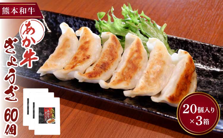 餃子 ぎょうざ ギョーザ あか牛 和牛 牛肉 肉 60個 (20個入×3箱) 熊本 阿蘇 国産 九州 冷凍 惣菜 おかず おつまみ 肉汁 濃厚 旨味 熊本県産 野菜 自社牧場 直送 贅沢 中華 焼くだけ 時短 簡単調理 晩酌 お取り寄せ グルメ ギフト 贈答 三協畜産