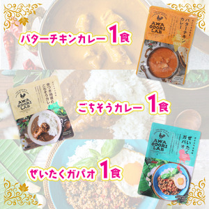 旅する阿波尾鶏シリーズ 3種 各1食入 計3食 バターチキンカレー ごちそうカレー ぜいたくガパオ カレー ガパオ 常温 レトルト