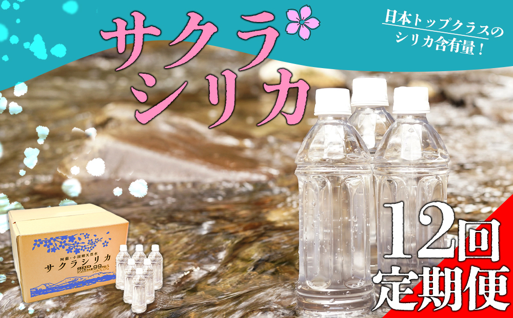 【選べる回数】【定期便12回】阿蘇の天然水「サクラシリカ」 500ml×40本