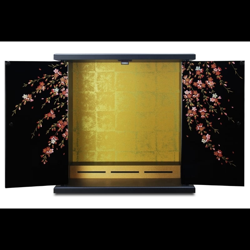 
            タツクラフト 紀州塗り ミニ仏壇 雅 大 しだれ桜 【Tk168】
          