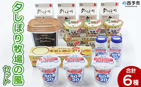 ＜夕しぼり牧場の風セット＞ 6種類 詰め合わせ 詰合せ 詰め合せ 牛乳 ヨーグルト プリン 産地指定 愛媛県産 飲むヨーグルト 乳製品 鮮度 おいしい 朝食 スイーツ らくれん 四国乳業株式会社 愛媛県 西予市【冷蔵】『1か月以内に順次出荷予定』OSN0001