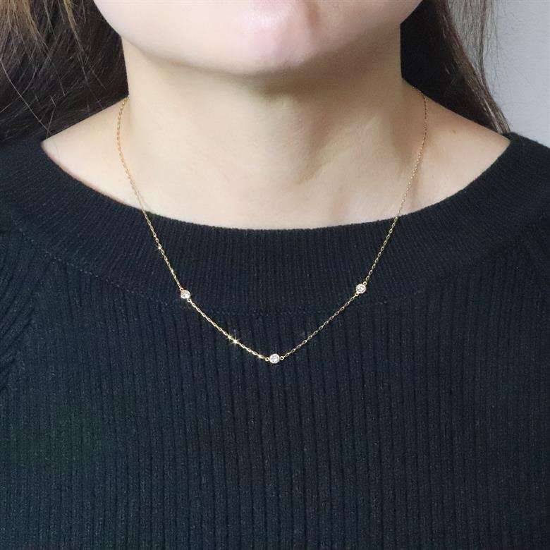 K18　0.30ct　ダイヤモンドステーションネックレス　BQ197