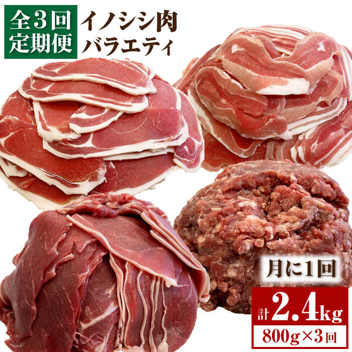 ≪脊振ジビエ≫イノシシ肉バラエティ3回定期便 総量2.4kg【ブイマート・幸ちゃん】 [FAL056]