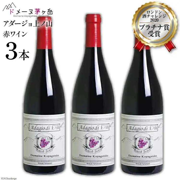 赤ワイン「アダージョ上ノ山」 750ml×3本｜日本ワイン フラネオール 10倍
