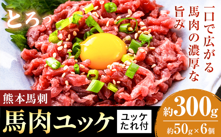 熊本 馬刺し 馬肉ユッケ 約300g ユッケたれ付き 合同会社トライウィン《90日以内に出荷予定(土日祝除く)》熊本県 菊池市 馬刺 刺身 馬肉 ユッケ たれ付き 小分け 個包装 冷凍 送料無料---