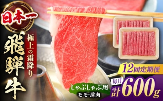 【12回定期便】 飛騨牛 しゃぶしゃぶ用 赤身 600g（300g×2） / しゃぶしゃぶ 牛肉 和牛 定期便 肉 / 白川町 / 浅井商店 [AWBJ020]