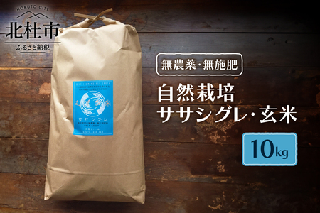 【令和7年度米】自然栽培ササシグレ（無農薬・無施肥）玄米10kg 自然栽培 無農薬 無施肥 米 むすび米 希少米 ギフト米 幻の米 八ヶ岳 大和ファーム 山梨県 北杜市 [h266]