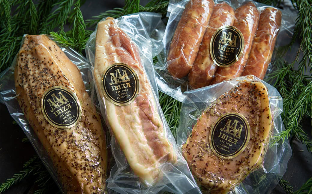 イビサスモークレストラン 無添加 スモークハム ＆ ソーセージ セット 【2026年3月上旬より順次発送予定】 （スモークポークハム・スモークベーコン・スモークソーセージ・スモークチキン） ポークハム