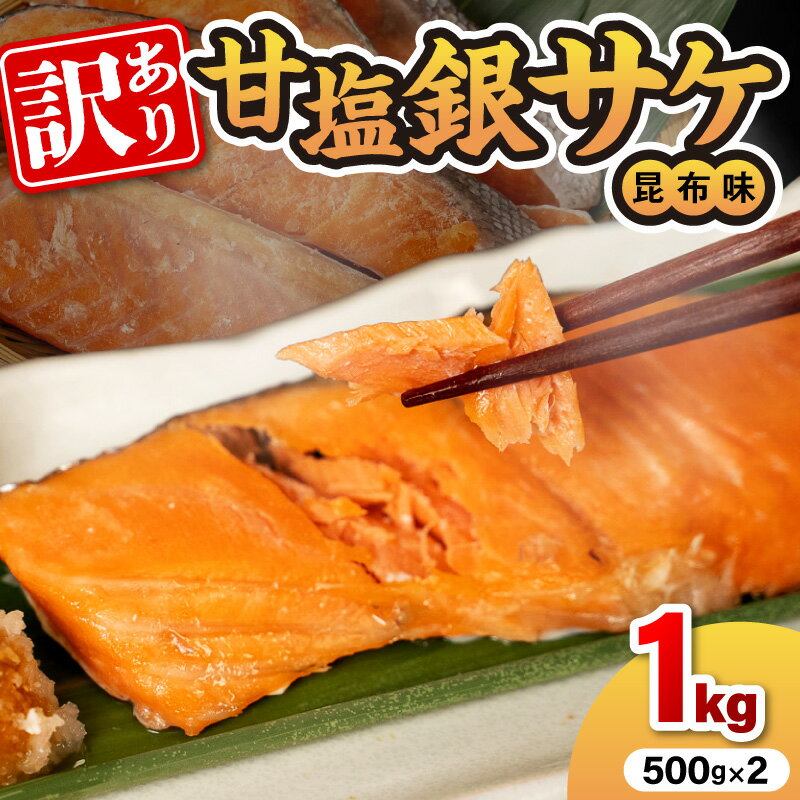 【ふるさと納税】甘塩銀サケ 昆布風味 500g × 2パック 真空パック 切り身 セット 訳あり 鮭 冷凍 便利 おかず おつまみ 酒の肴 焼き魚 魚 魚介類 水産加工品 海の幸 海産物 食品 お取り寄せ お取り寄せグルメ 宮崎県 延岡市 送料無料
