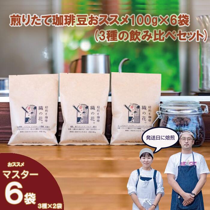 【ふるさと納税】煎りたて珈琲豆おススメ100g×6袋（3種類の飲み比べセット）（045_5002）※北海道・沖縄・離島への配送不可
