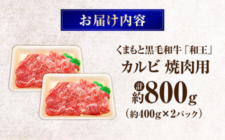 くまもと黒毛和牛 ｢和王｣ カルビ焼肉用 計約800g (約400g×2パック) / 牛肉 和王 黒毛和牛 肉 カルビ かるび 希少部位 熊本県 菊陽町【菊池地域農業協同組合】[BHBQ011]