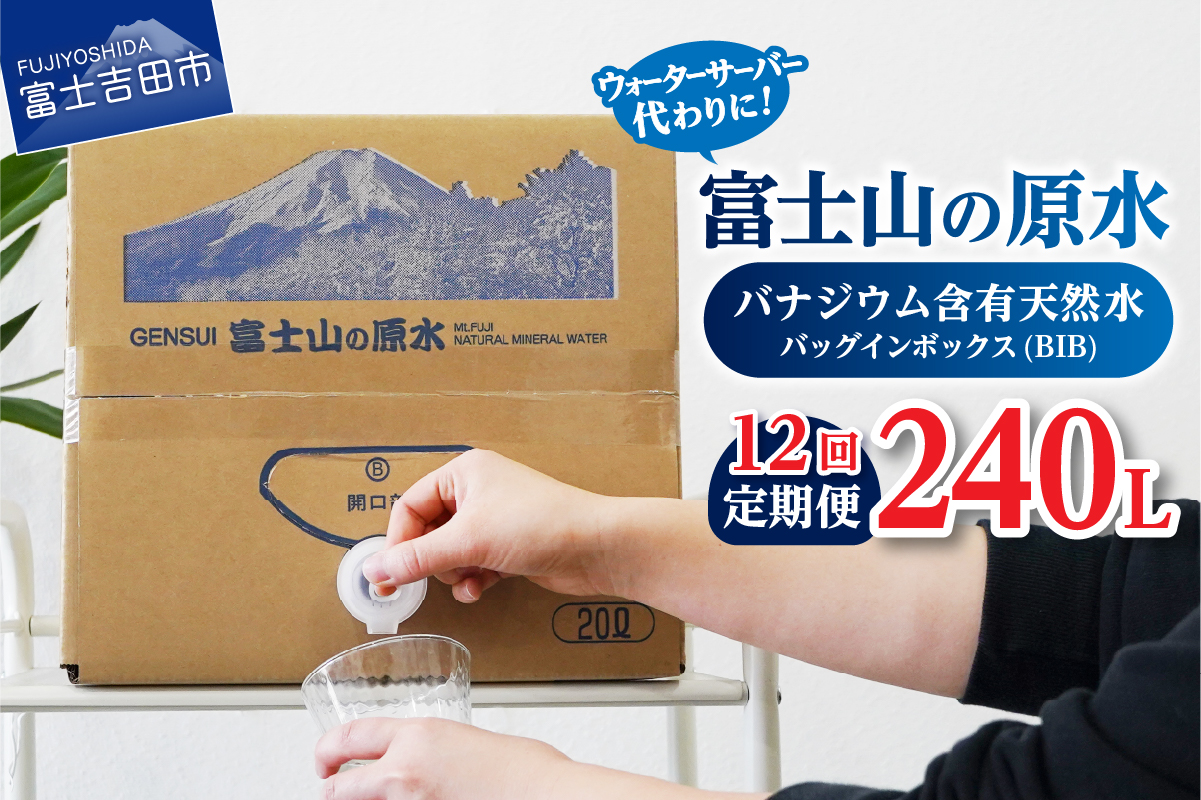 【12か月お届け】バナジウム天然水定期便 富士山の原水 20L BIB