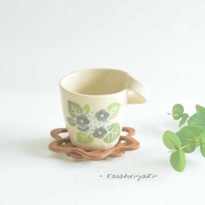 ふるさと納税 宇治市 宇治笠取焼　マグカップ&amp;コースター(紫花)