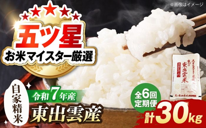 
            【定期便/全6回】五ツ星お米マイスター厳選 東出雲産きぬむすめ 計30kg 島根県松江市/株式会社沼田米穀店 [ALBU015]
          