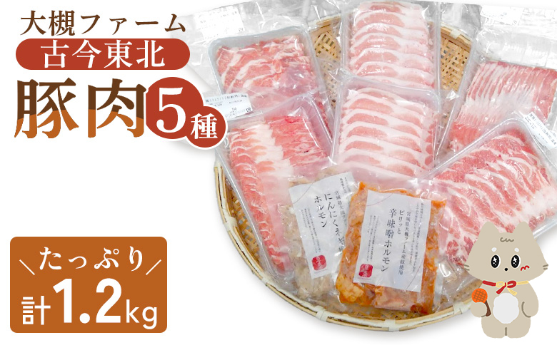 【古今東北】 丸森町大槻ファーム 豚肉5種類セット(計1.2kg）【3010101】