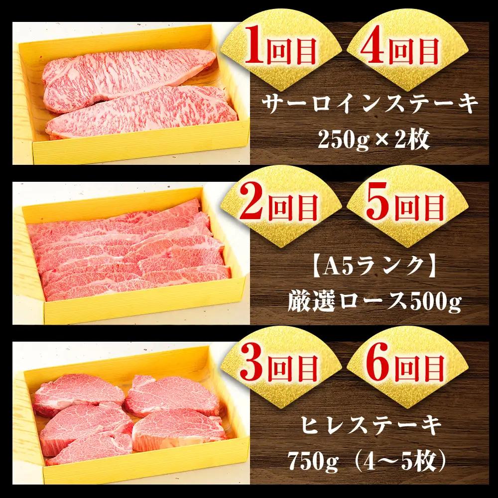 肉 近江牛 定期便【年6回】食べくらべ サーロイン ロース ヒレ ステーキ 各2回