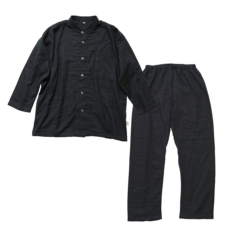 moun　3重ガーゼ　メンズパジャマ　綿100%　日本製　Mサイズ（ネイビー）