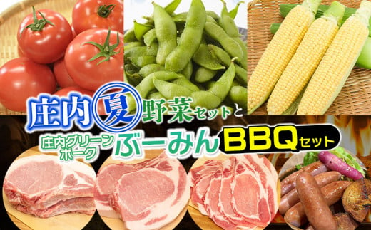 【令和7年産先行予約】庄内夏野菜と庄内グリーンポーク“ぶーみん”BBQセット (ロースブロック 500g + 粗びきウィンナー 260g(10本入)×2パック)　肉バルYAKU禄