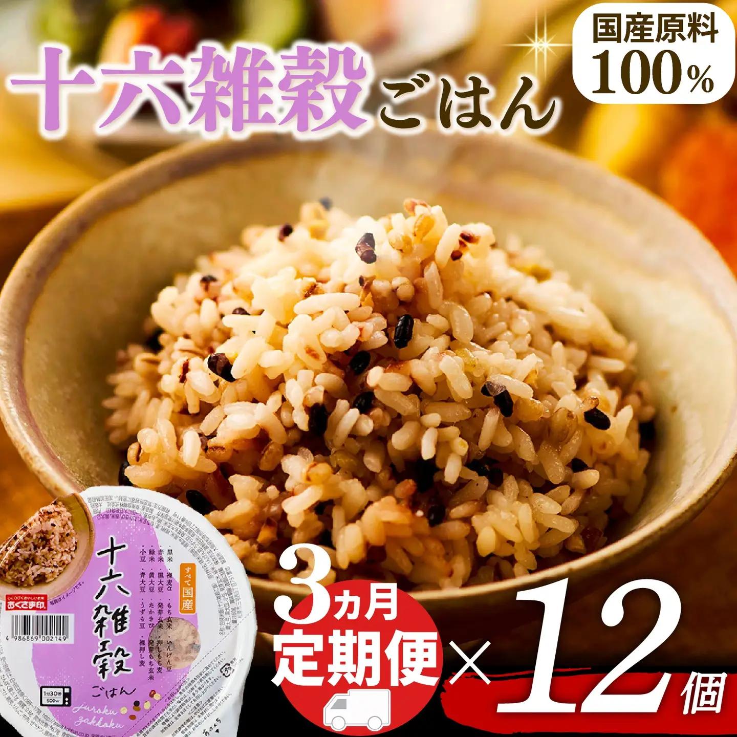 【十六雑穀米】定期便3回 国産100% パックご飯 160g×12個 レンジで簡単