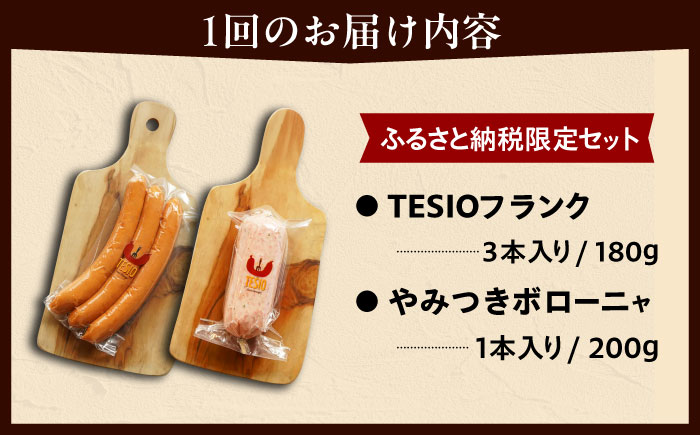 【全6回定期便】【ふるさと納税限定】TESIOの自家製フランク＆ボローニャセット (計380g) 豚肉 ハム ソーセージ 小分け 真空パック 沖縄市 / TESIO [BCAD017]