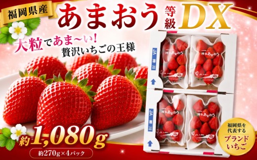【先行予約】あまおう 等級DX 約1,080g 約270g×4 いちご 苺 果物 フルーツ【2027年2月上旬～3月下旬発送予定】
